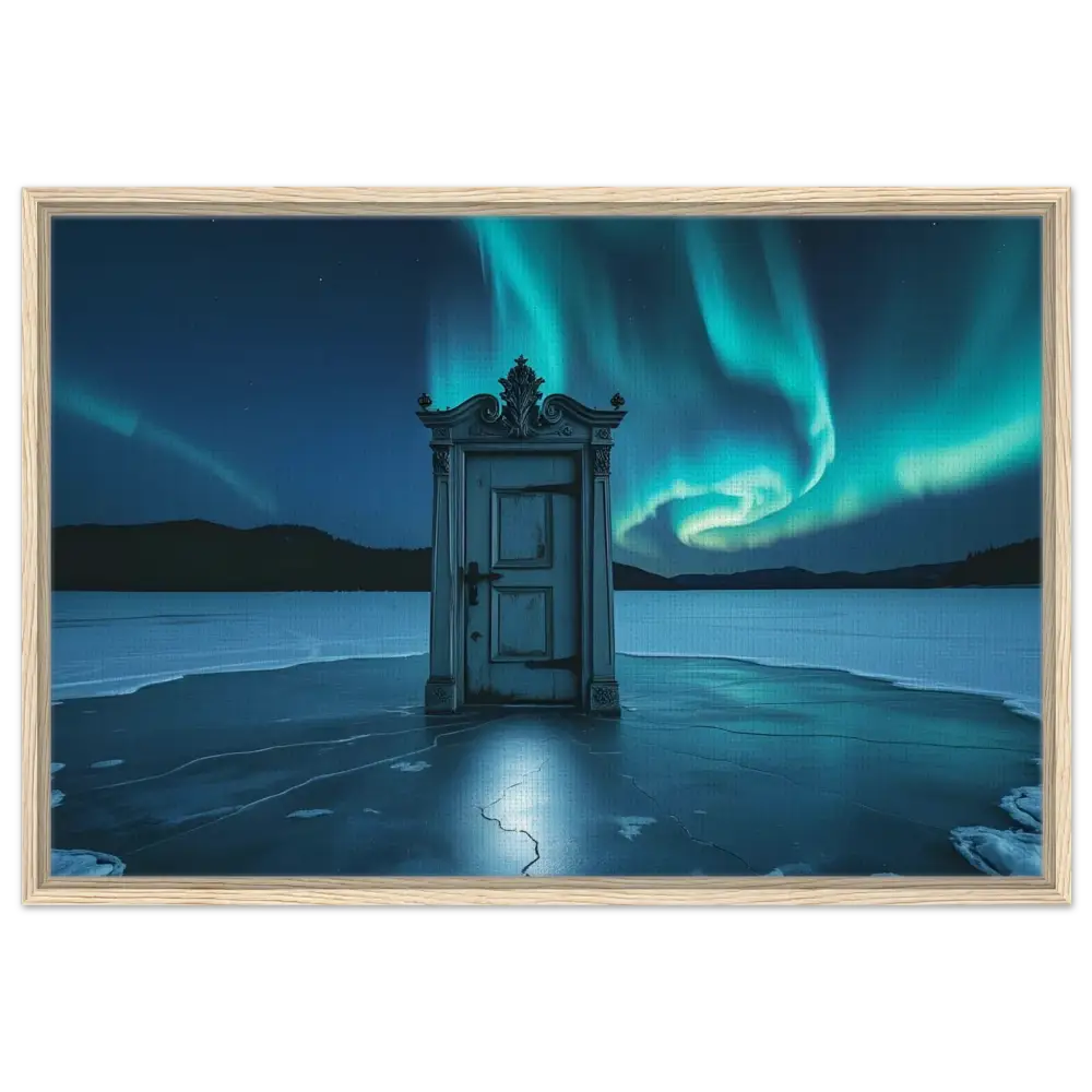 Ornate door under Aurora Borealis in PixiOnyx Polar Portal Display artwork