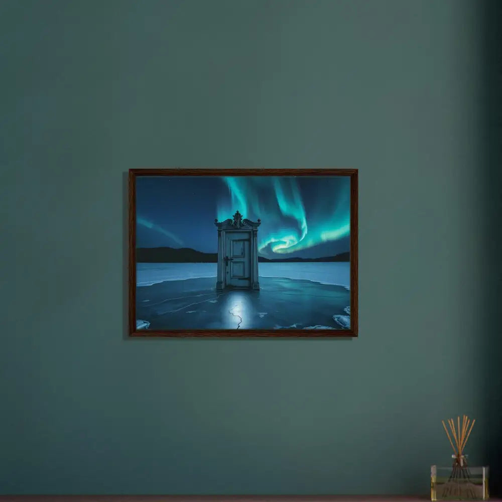 Framed Aurora Borealis Door Artwork on Canvas for PixiOnyx Polar Portal Display