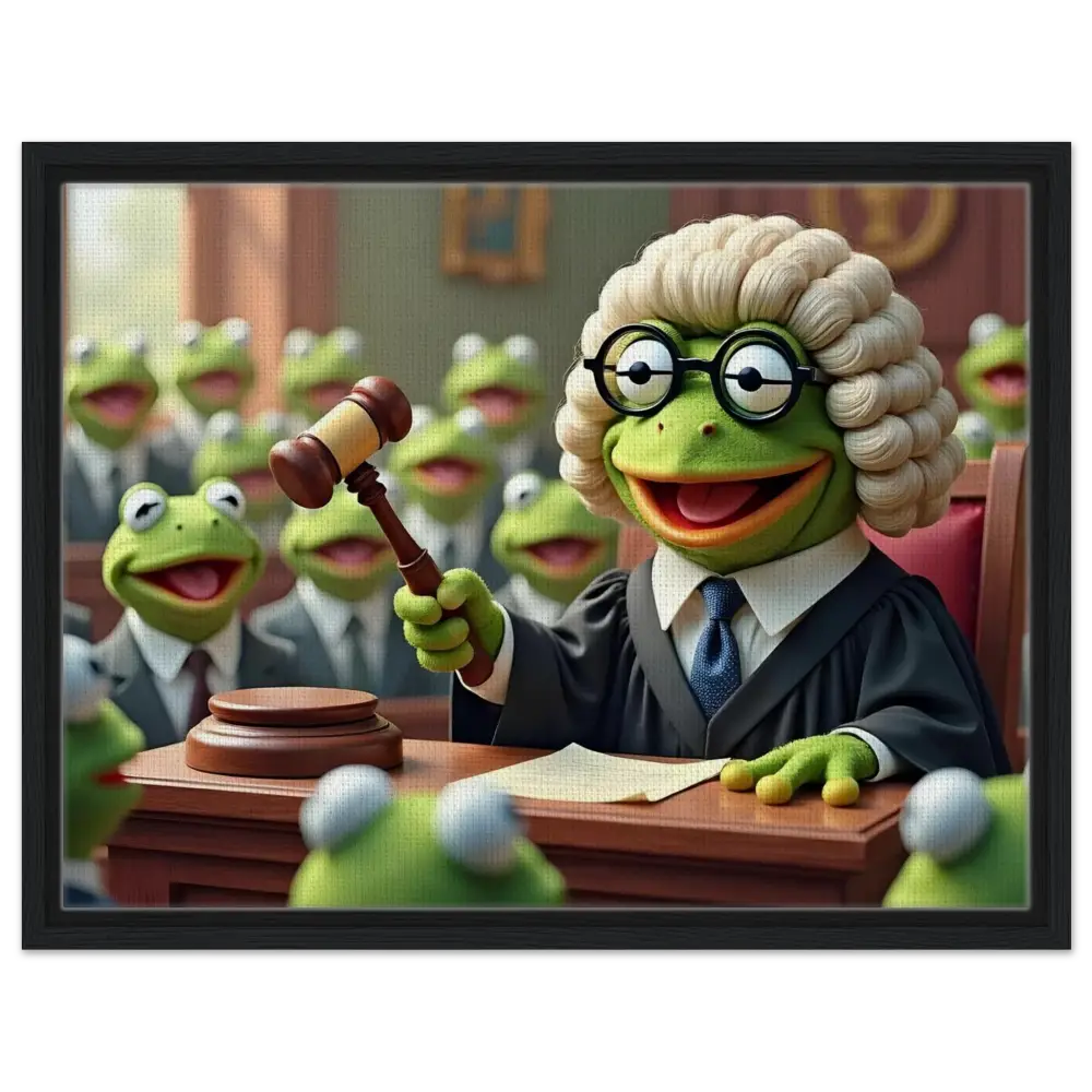 Kermit the Frog as a judge on the Framed Frog Court Canvas Wall Art
