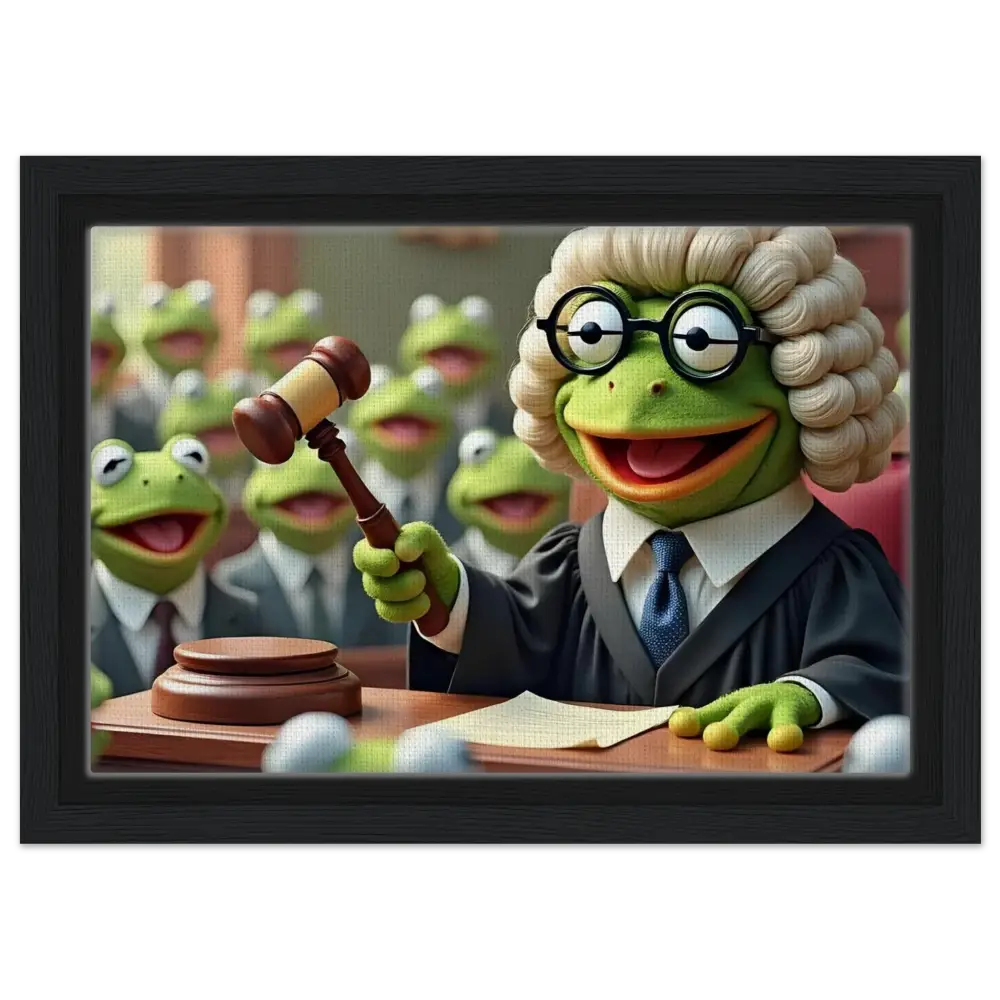 Kermit the Frog as a judge on the Framed Frog Court Canvas by PixiOnyx