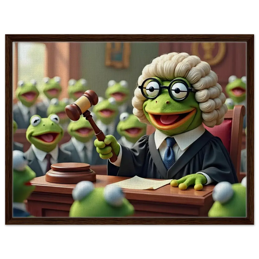 Framed Kermit the Frog courtroom scene Wall Art for unique home decor
