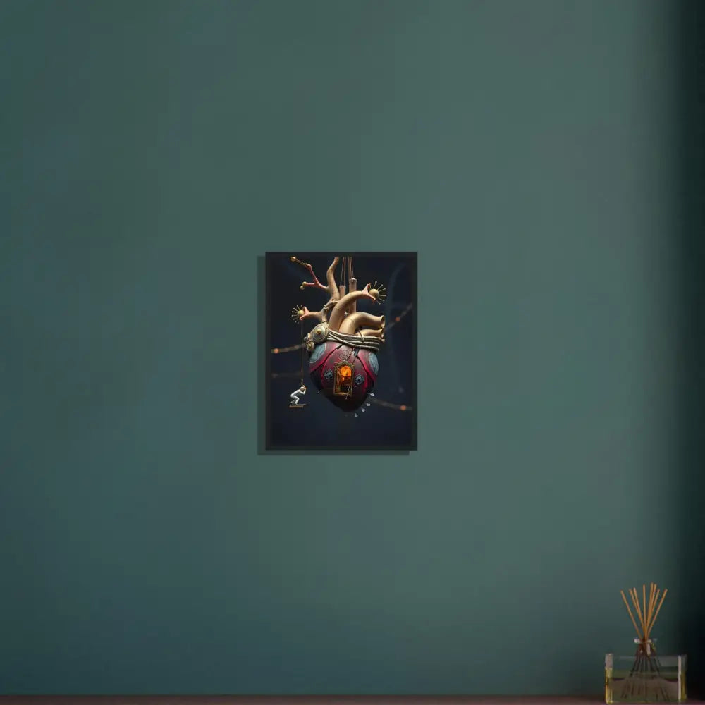 Anatomical heart art displayed in Framed Heart Machine Art PixiOnyx Matte Print
