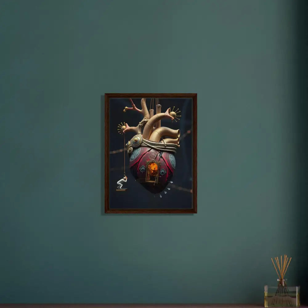 Framed Anatomical Heart Artwork on Canvas for Surreal Decor at PixiOnyx