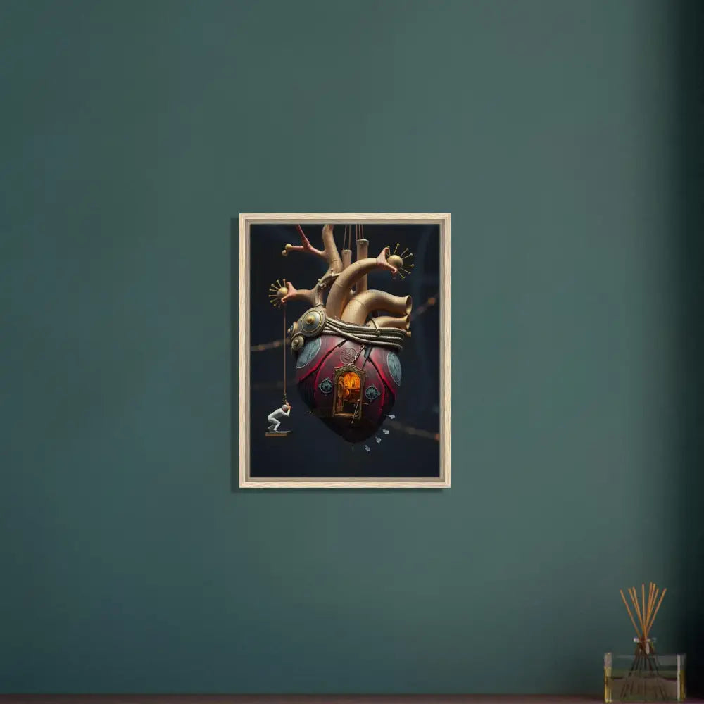 Framed Anatomical Heart Artwork on Canvas from The Bleeding Threshold by PixiOnyx Surreal Decor