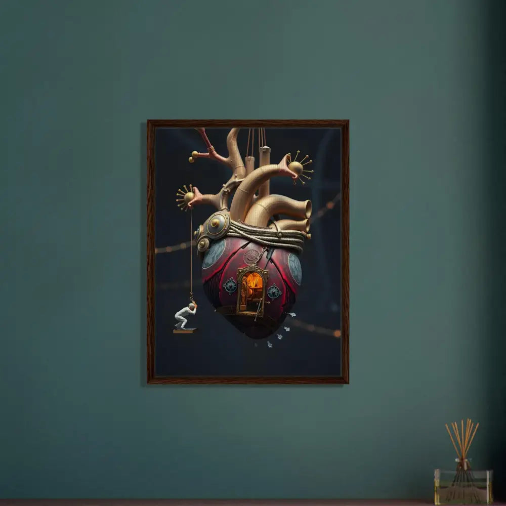Framed Steampunk Heart Art on Canvas for Surreal Decor at PixiOnyx The Bleeding Threshold