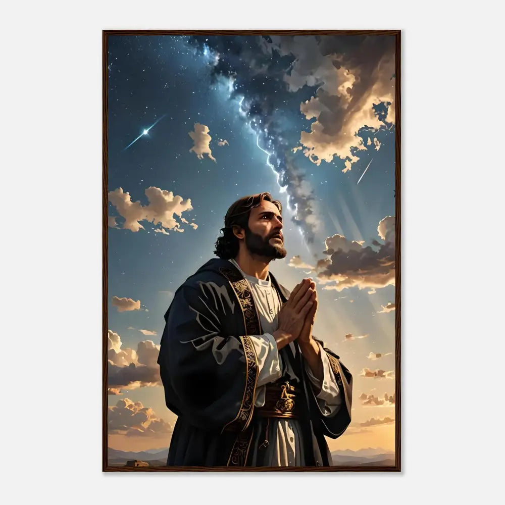 Framed religious portrait from PixiOnyx Prayer to the Cosmos matte poster display