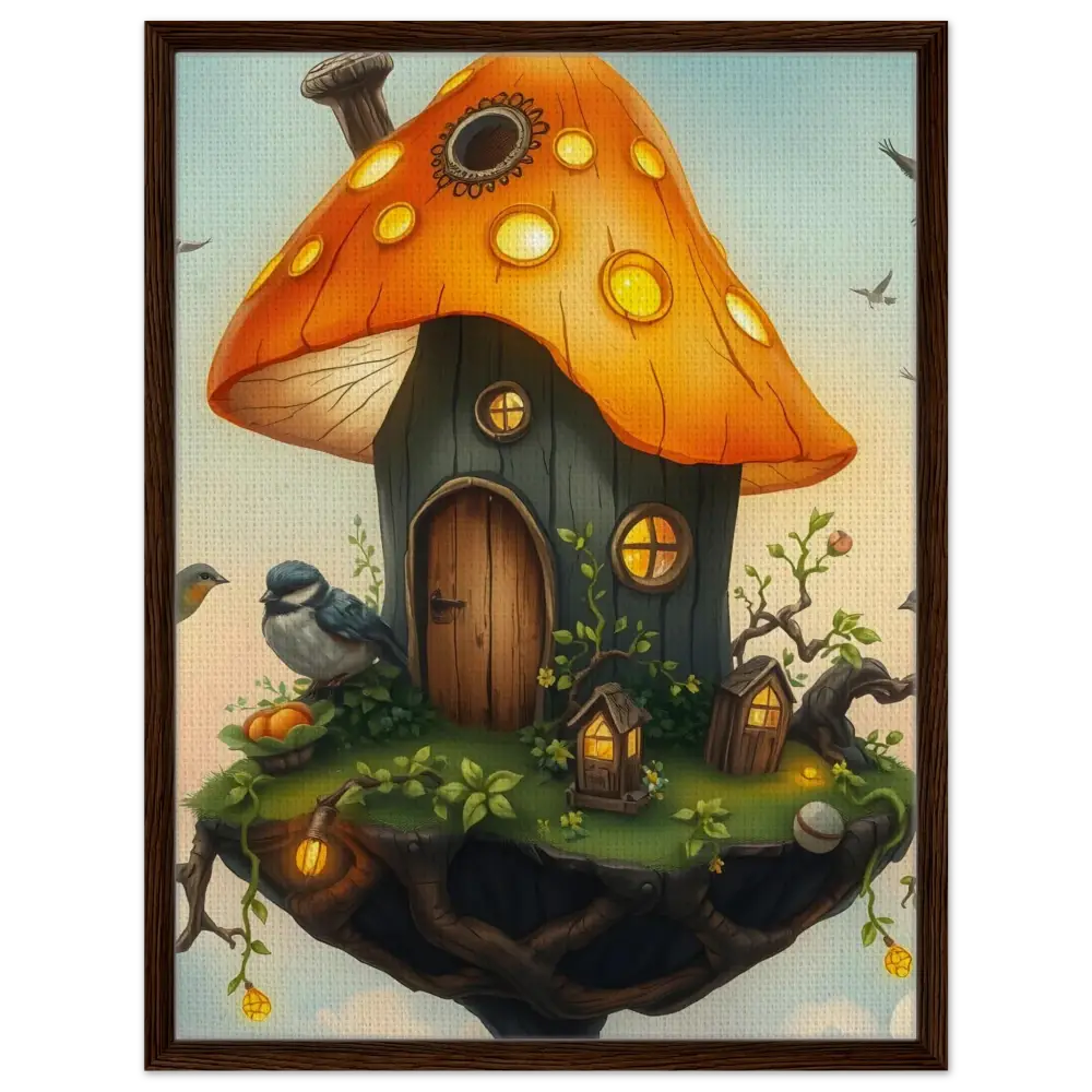 Whimsical Mushroom House on a Floating Island in PixiOnyx Skyhouse Canvas Art