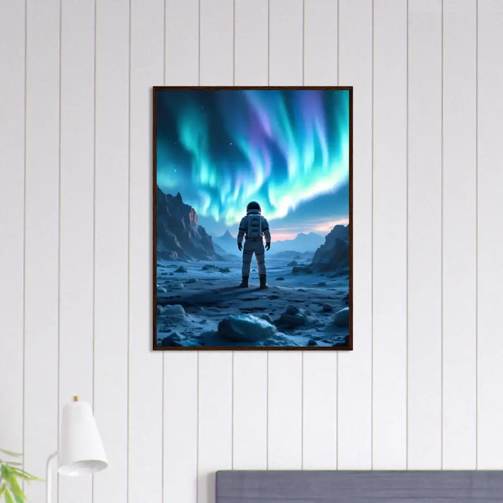 Framed astronaut aurora art poster from PixiOnyx Sci-Fi Wall Capsule