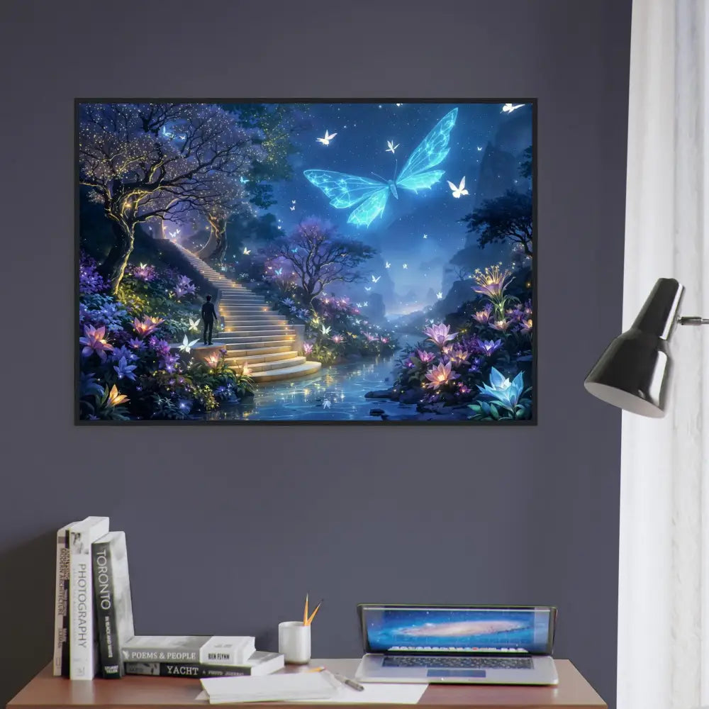 Fantasy butterfly painting from Biolumina The Valley Beyond Framed Poster by PixiOnyx