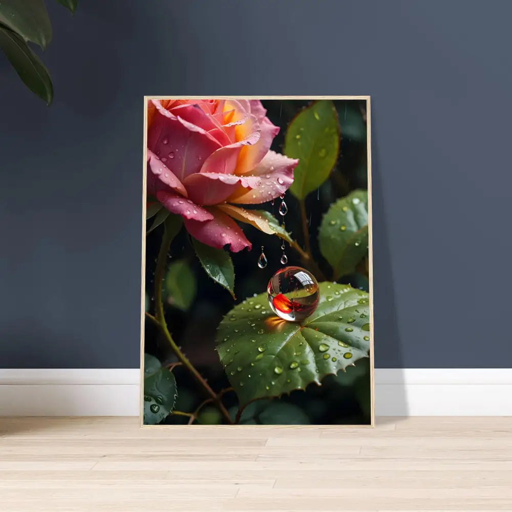 Framed Rose and Water Droplet Art from PixiOnyx Botanical Daydream poster