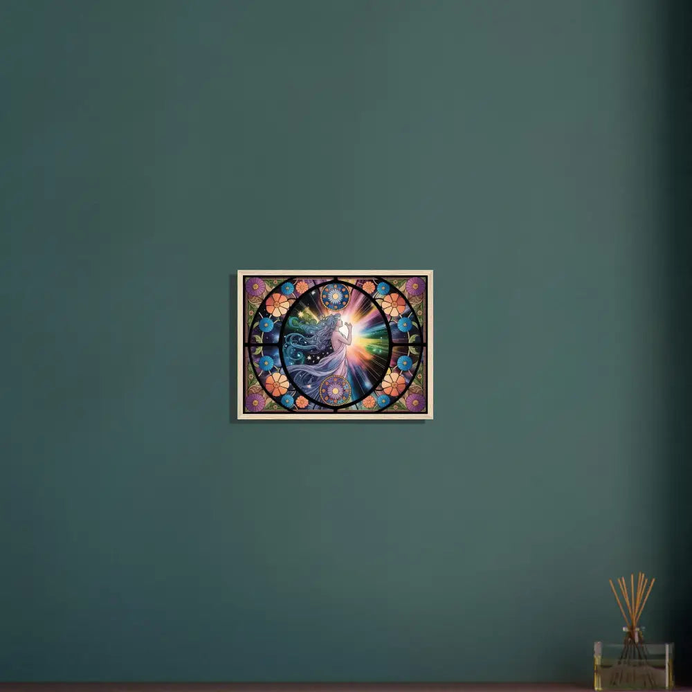 Framed stained-glass-style artwork from PixiOnyx Celestial Bloom Radiant Frame Edition