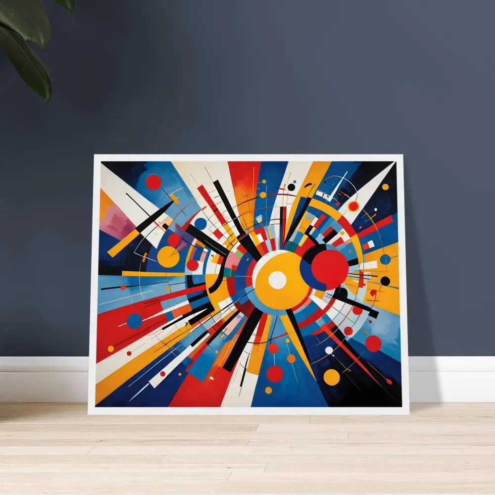 Framed abstract geometric art poster titled Celestial Motion by PixiOnyx Abstract Dreamscape
