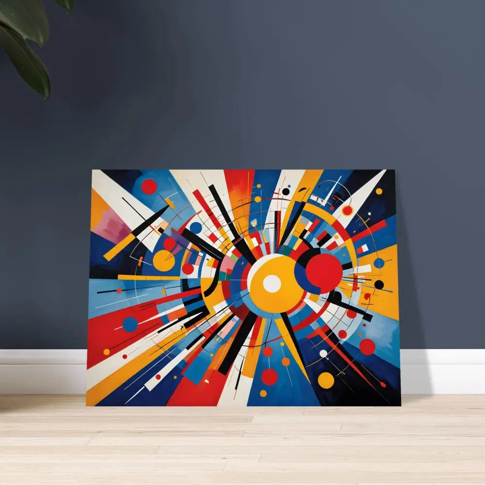 Abstract geometric painting displayed on framed poster Celestial Motion PixiOnyx Abstract Dreamscape