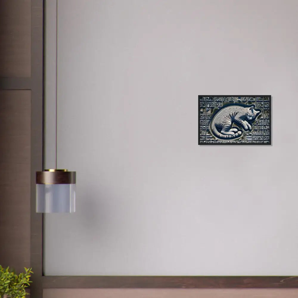 Framed cat artwork displayed in PixiOnyx Dreamcore Citynap Overlook poster