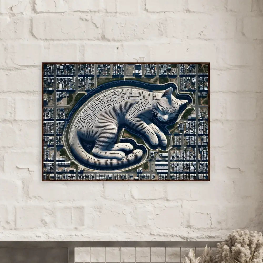 Framed Cat Maze Art displayed in PixiOnyx Dreamcore Citynap Overlook Poster