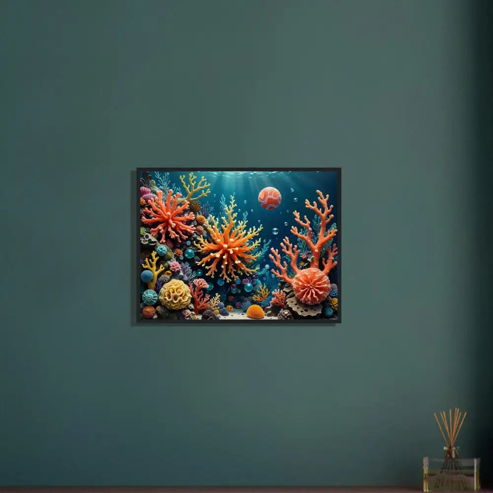 Framed coral reef artwork from PixiOnyx Undersea Dreamscape collection