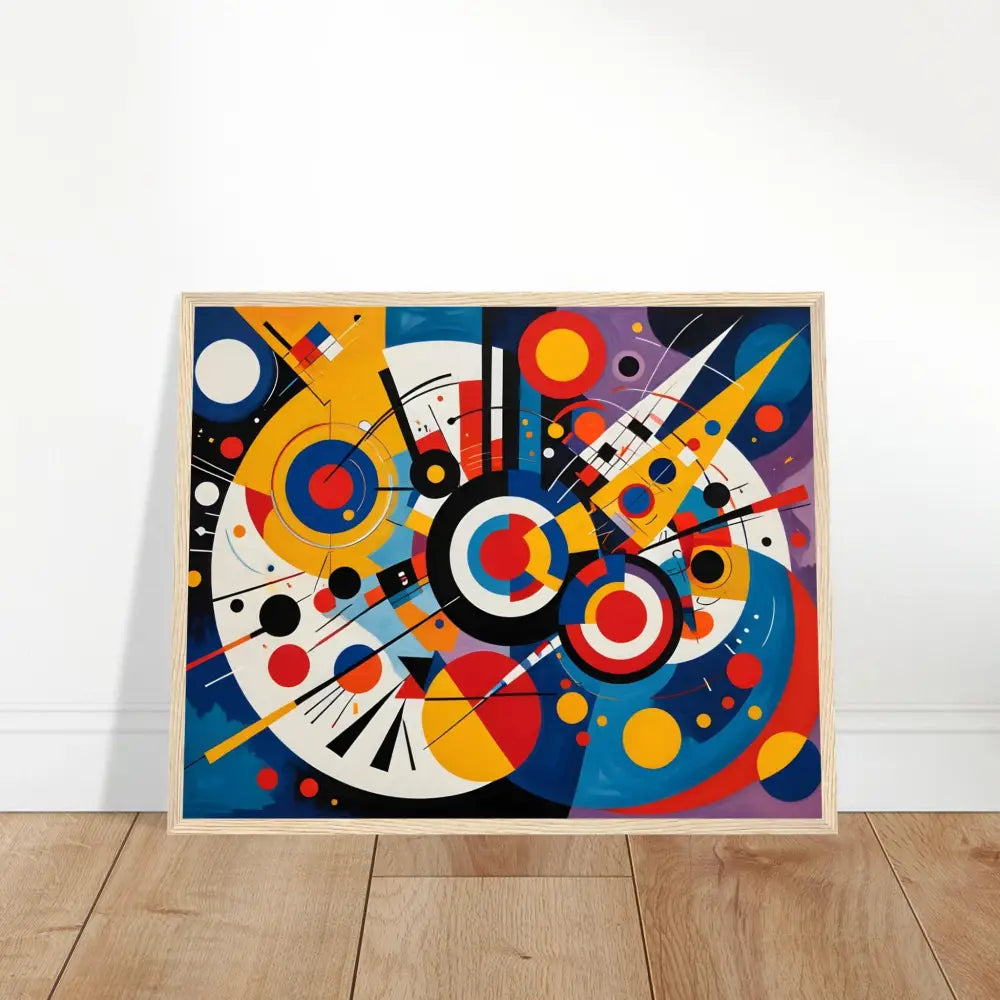 Framed abstract geometric art poster titled Dynamic Balance by PixiOnyx Abstract Geometry