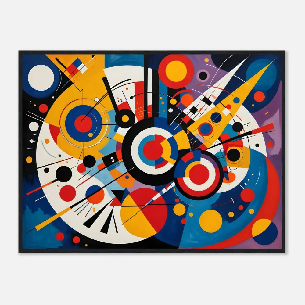 Abstract geometric painting displayed in Framed Poster Dynamic Balance by PixiOnyx