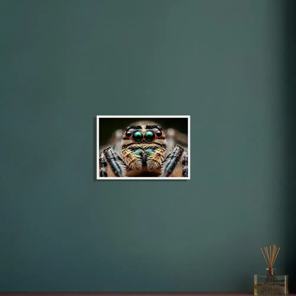 Framed close-up of an Eight-Eyed Watcher spider for PixiOnyx Nature Focus poster