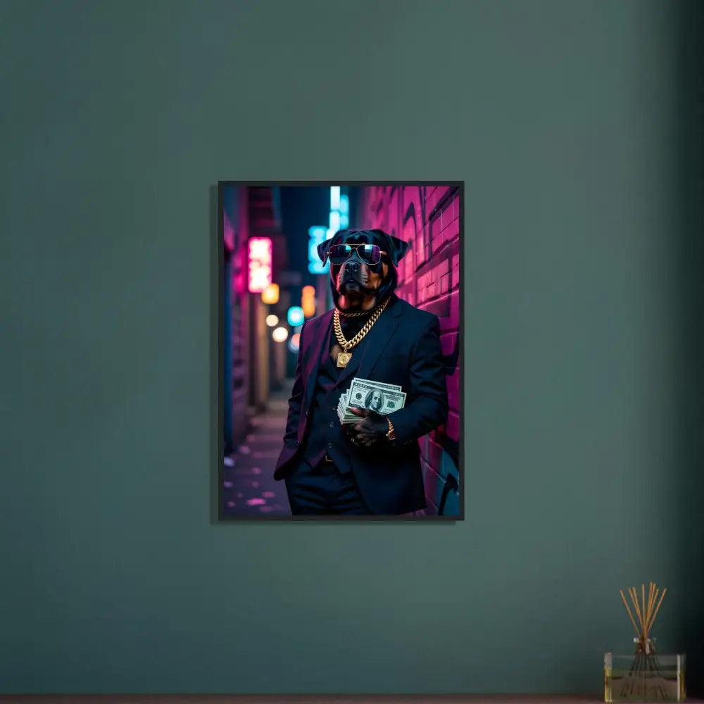 Framed Dog Portrait artwork from PixiOnyx Urban Command Kingpin K9 poster