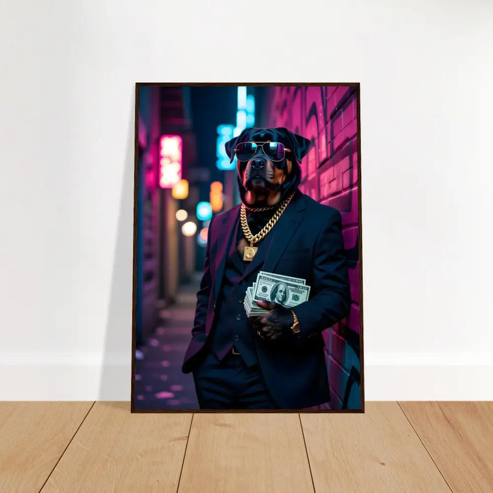 Framed dog portrait from PixiOnyx Urban Command framed poster collection