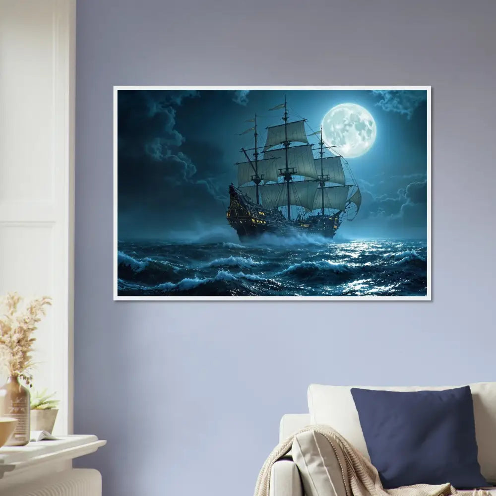 Framed ship painting from PixiOnyx Nautical Dreamscape poster collection