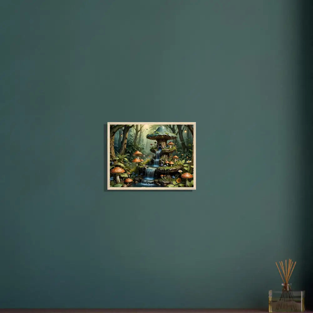 Framed Mushroom Forest Artwork displayed in PixiOnyx Mystical Wall Accent Poster