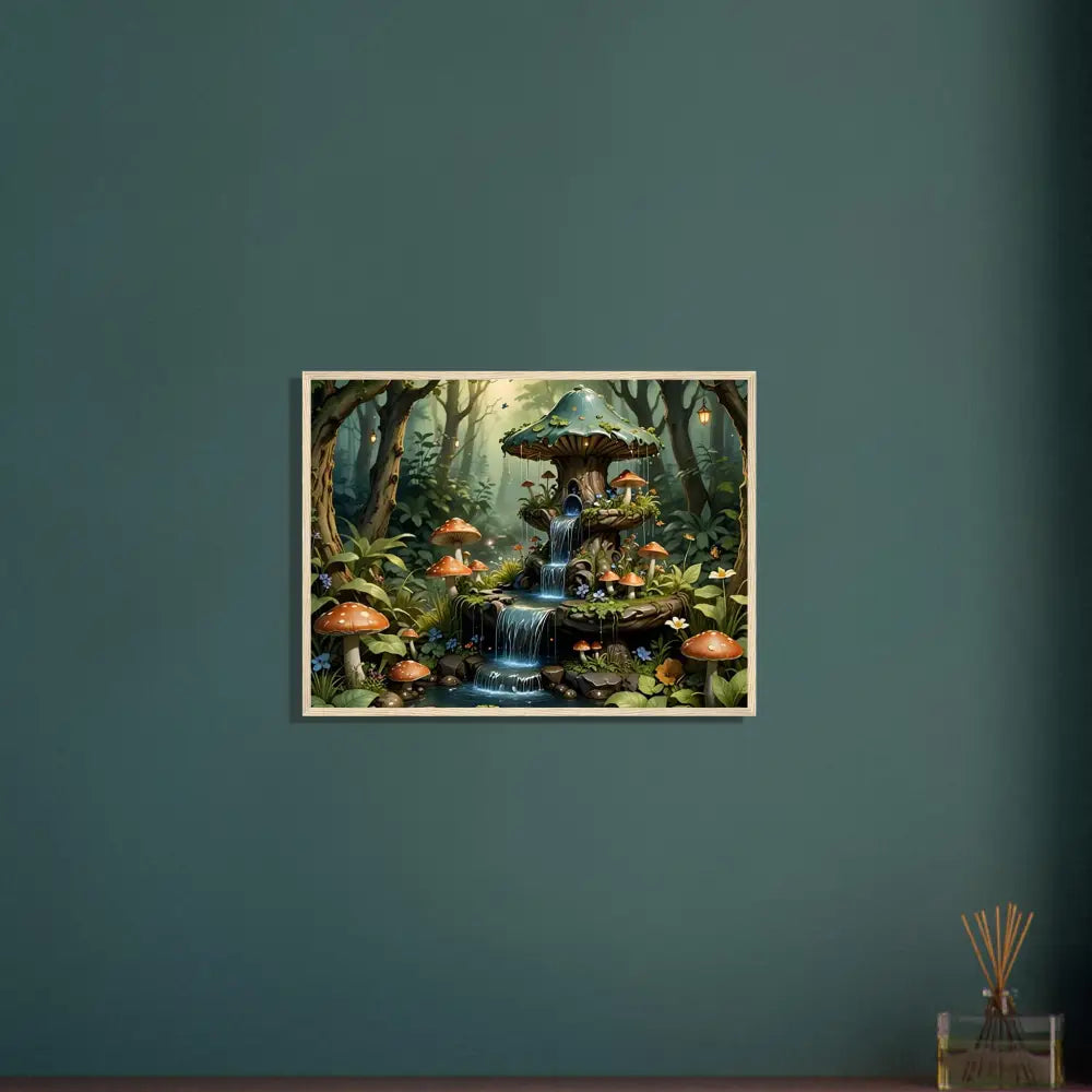 Framed mushroom forest artwork for PixiOnyx Mystical Wall Accent poster display
