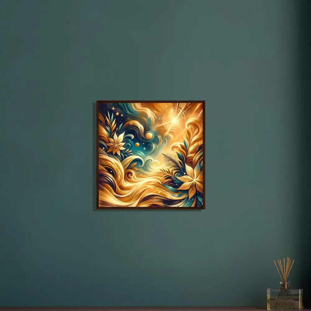 Framed fantasy art poster titled Nebula Bloom Cascade by PixiOnyx Abstract Cosmic Nature