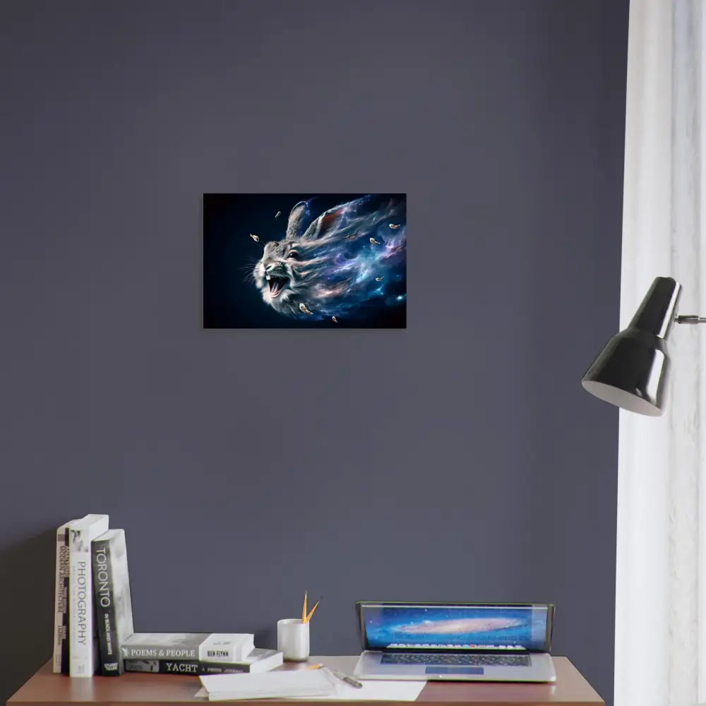 Cosmic lion wall art framed poster Nebula Howl Psycho Cottontail Quartet PixiOnyx Edition