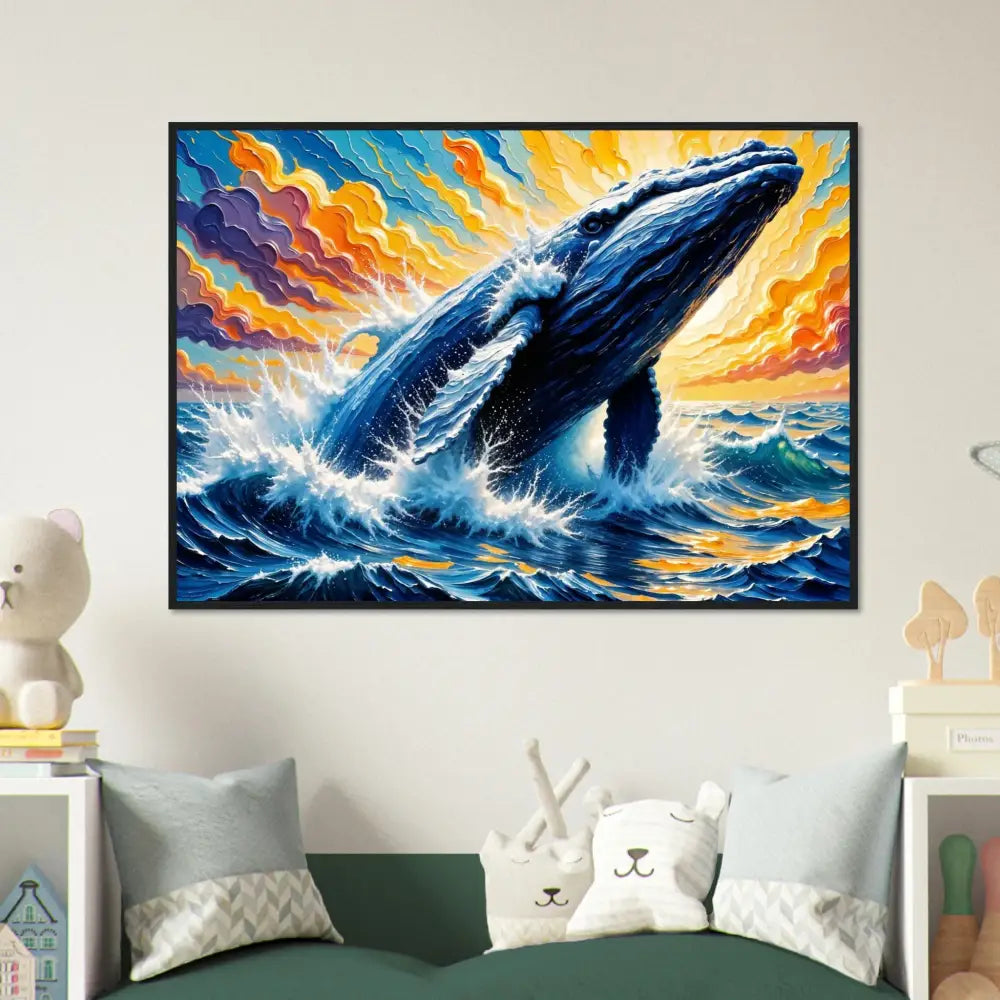 Framed Ocean King poster on museum-grade matte paper showcasing sea’s untamed grace with rich pigment depth