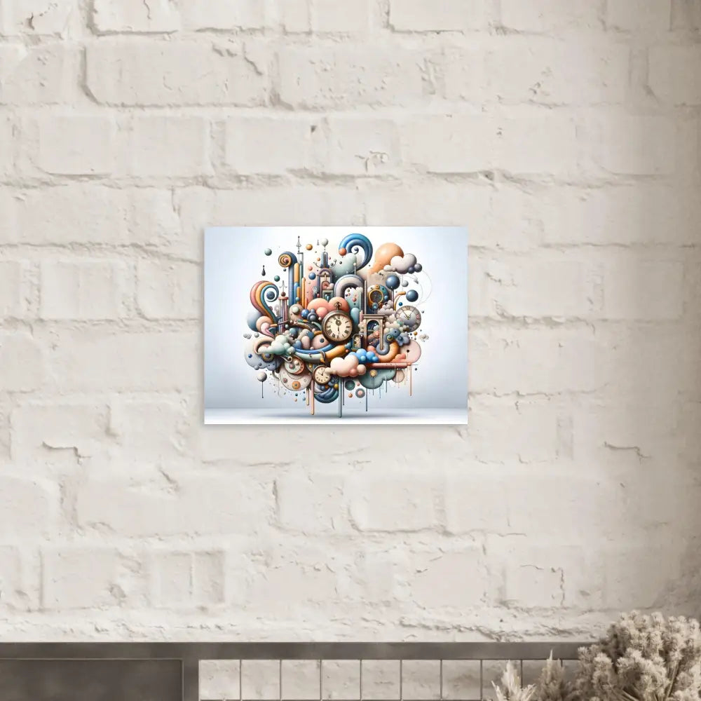 Colorful abstract art print for Framed Poster Pastel Mechanica Dadaist Bloom PixiOnyx
