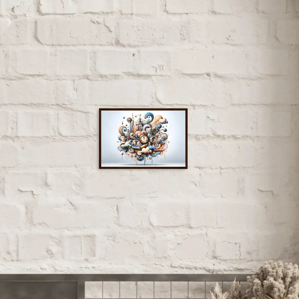 Framed abstract pastel art poster titled Pastel Mechanica by PixiOnyx Surreal Wall Accent