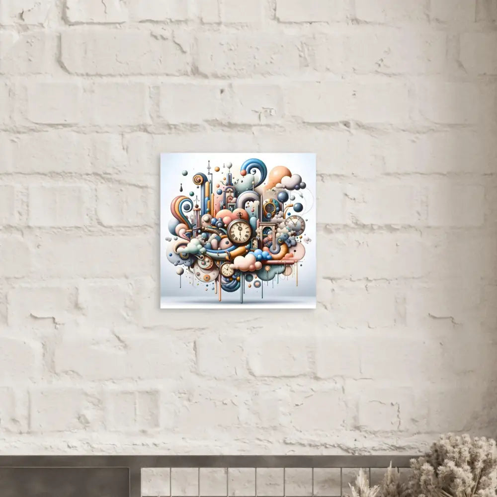 Whimsical clockwork fantasy art poster featuring pastel Mechanica design with surreal accents