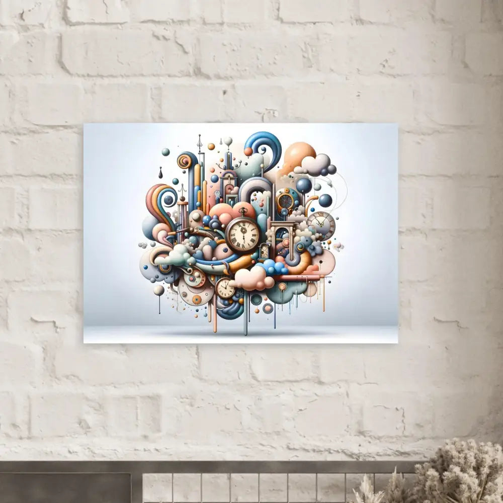 Whimsical clockwork fantasy art on Framed Poster Pastel Mechanica Dadaist Bloom