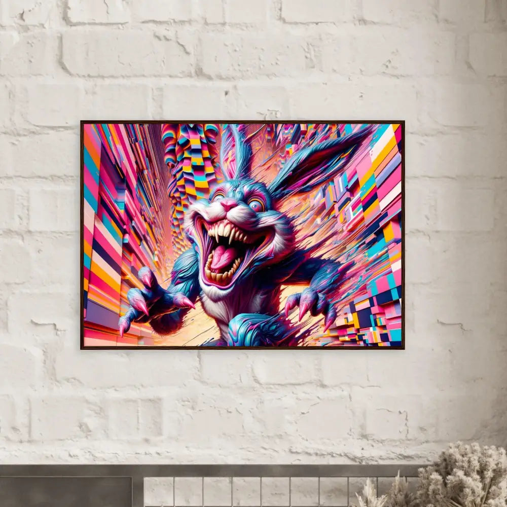 Psychedelic rabbit framed art poster from PixiOnyx Fractured Frame Edition