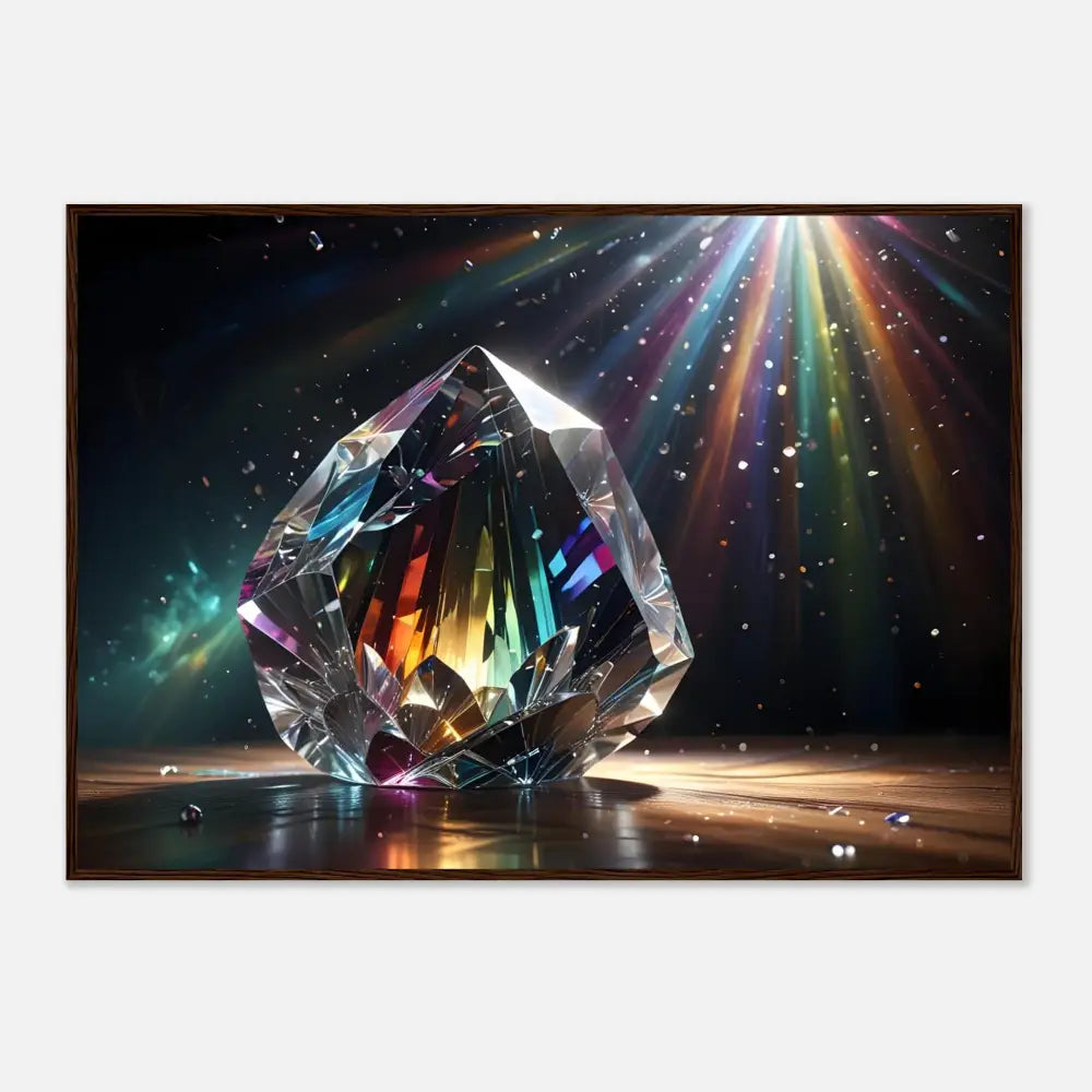 Rainbow-faceted crystal in a framed poster titled Prismatic Splendor by PixiOnyx Light Elegance