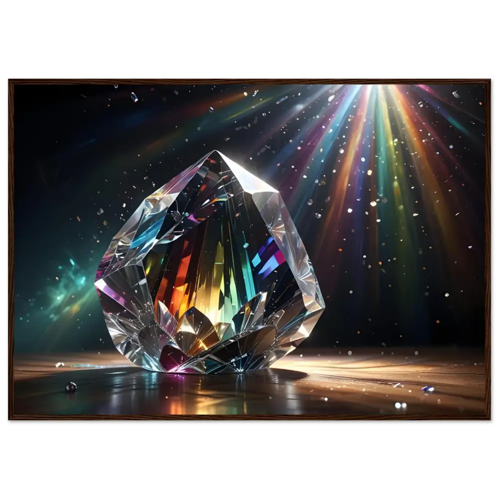 Iridescent crystal gemstone on Framed Poster Prismatic Splendor PixiOnyx Light Elegance