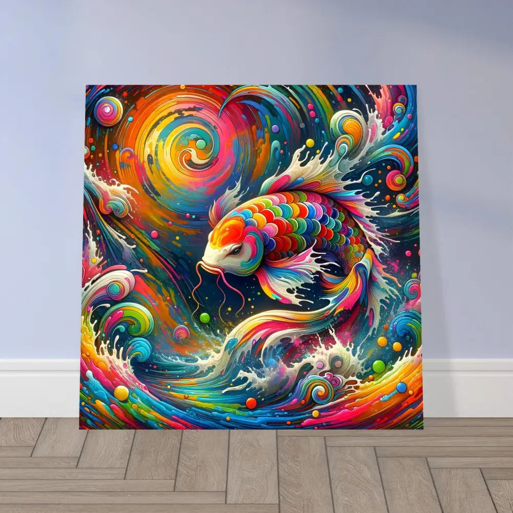Colorful koi fish painting framed poster Rainbow Koi PixiOnyx Flowstate Elegance in Psychedelic Nature