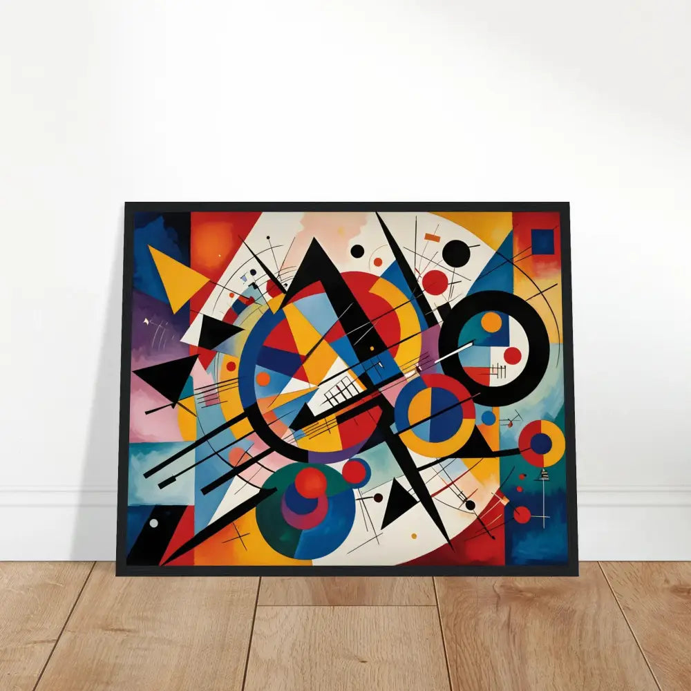 Framed abstract geometric painting from PixiOnyx Rhythmic Geometry collection