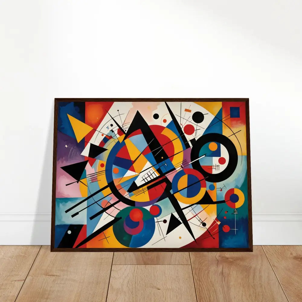 Framed abstract geometric painting from PixiOnyx Rhythmic Geometry collection