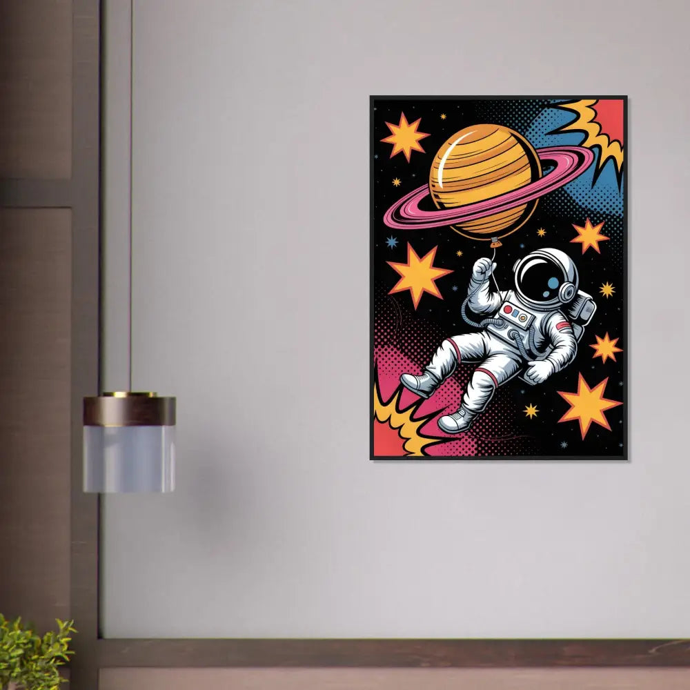 Framed astronaut artwork on matte white paper with vivid clarity FSC-certified pine frame