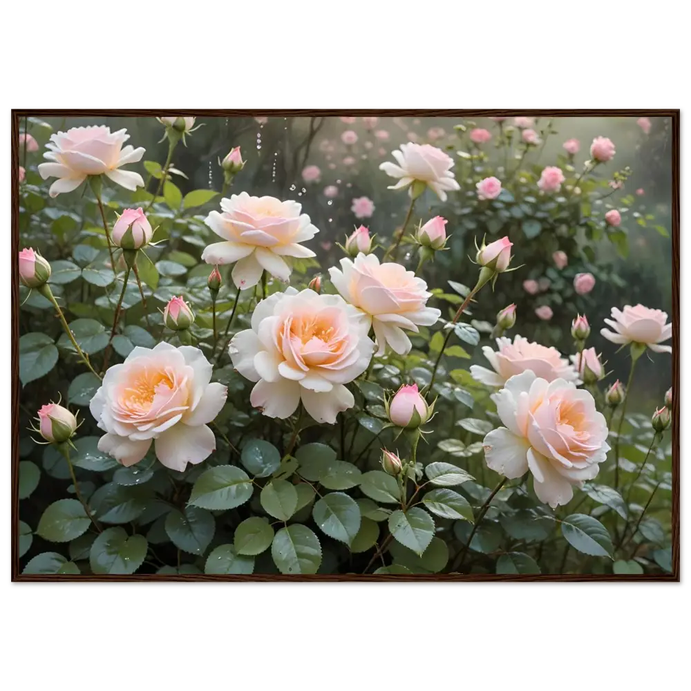 Framed rose garden painting from PixiOnyx Botanical Dreamscape product series