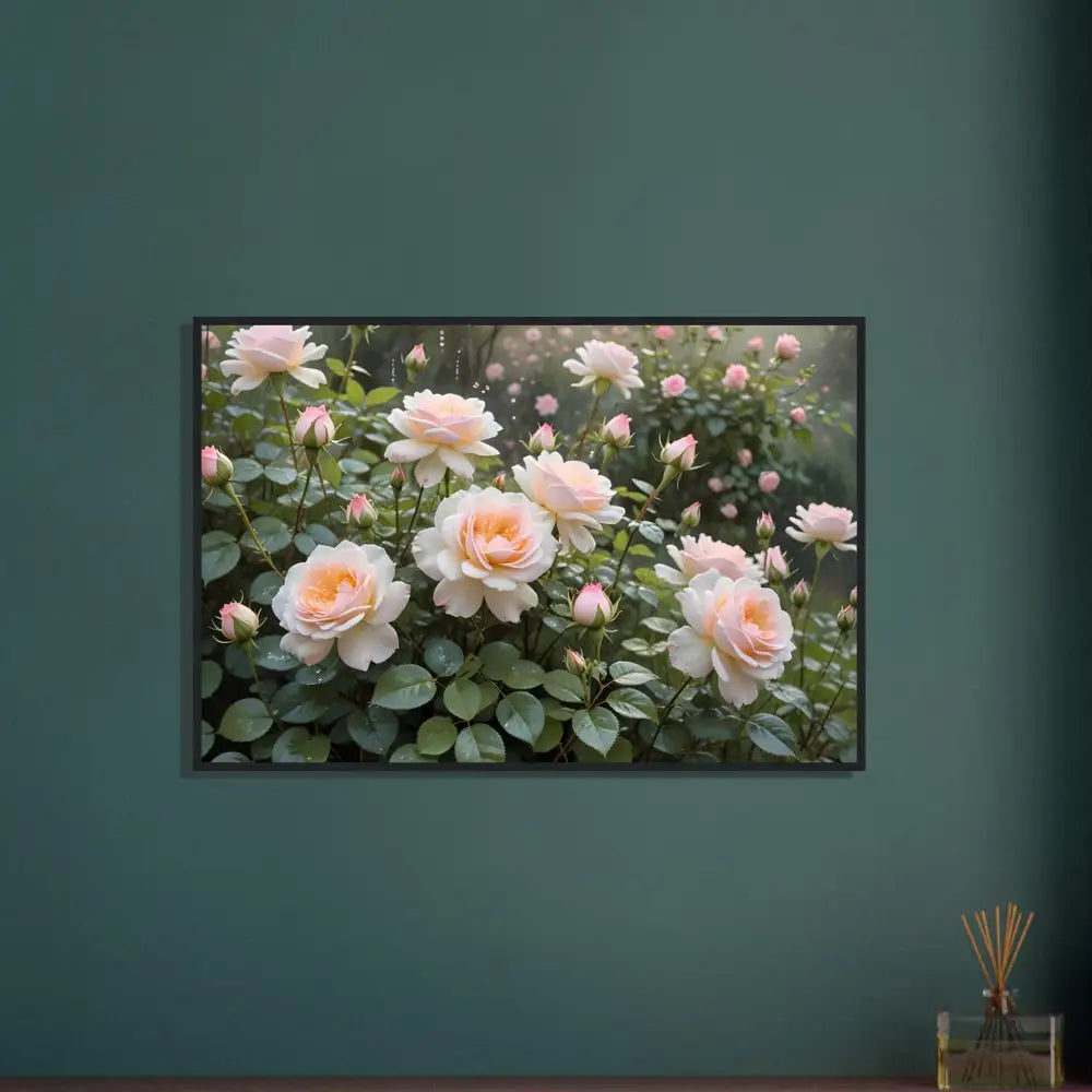 Framed rose garden print from Soft Petal Symphony PixiOnyx Botanical Dreamscape