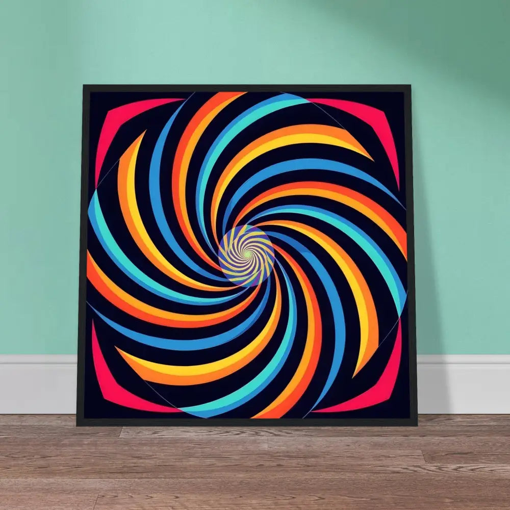 Framed colorful spiral artwork from PixiOnyx Urban Geometry Spirograph Swirl poster