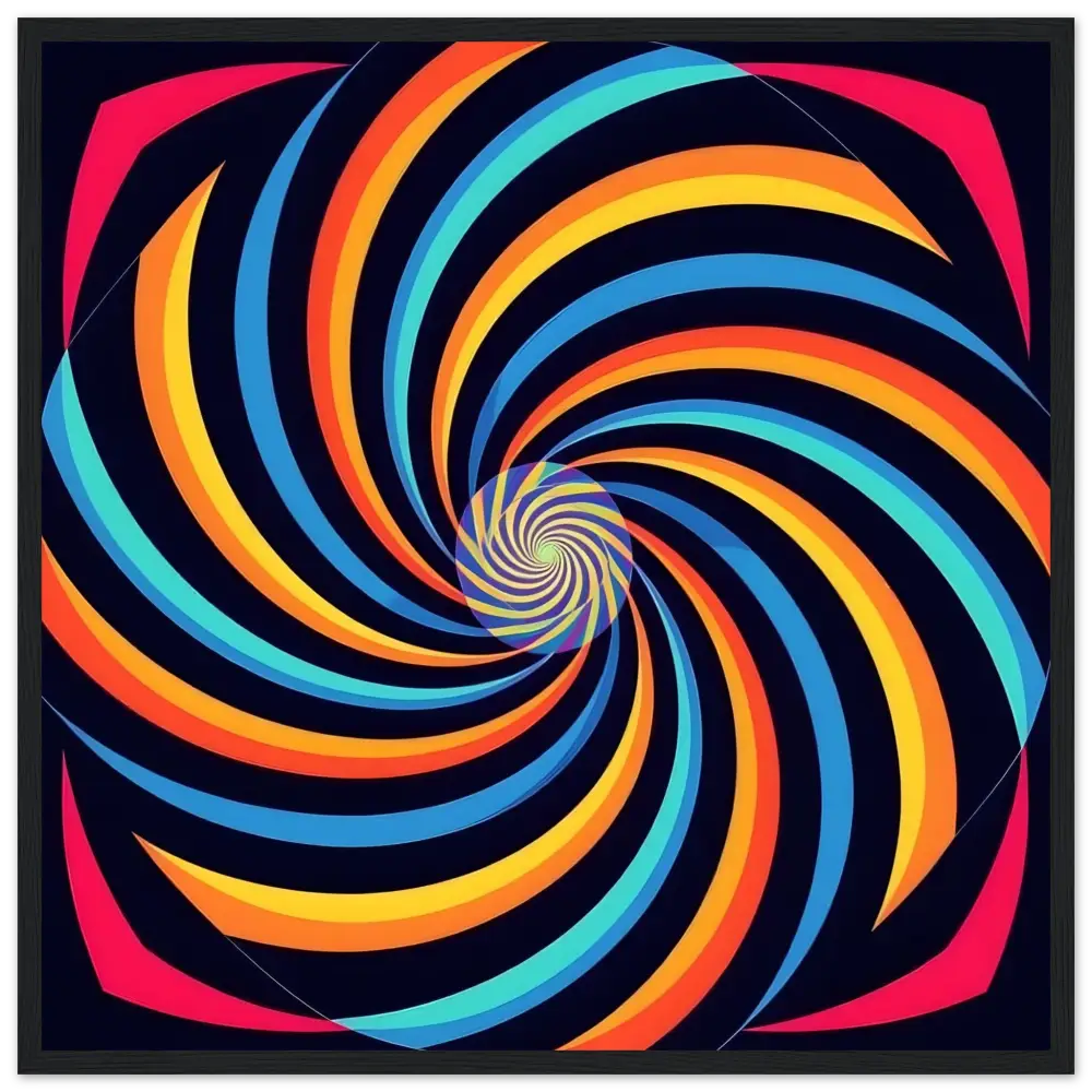Colorful swirling optical illusion framed poster Spirograph Swirl PixiOnyx Urban Geometry