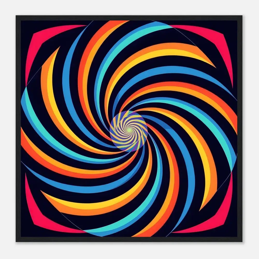 Colorful swirling optical illusion on framed poster Spirograph Swirl PixiOnyx Urban Geometry