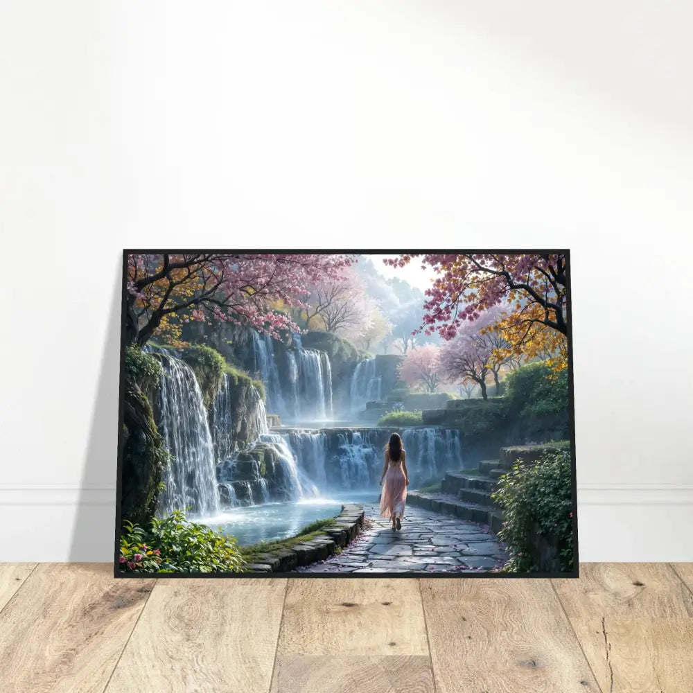 Framed waterfall landscape art from PixiOnyx Tranquil Dreamprint for wall decor