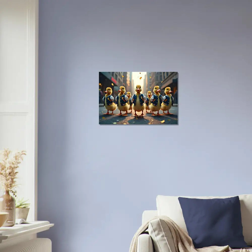 Framed Duckling Parade Print from Varsity Duck Squad PixiOnyx Urban Whimsy Poster