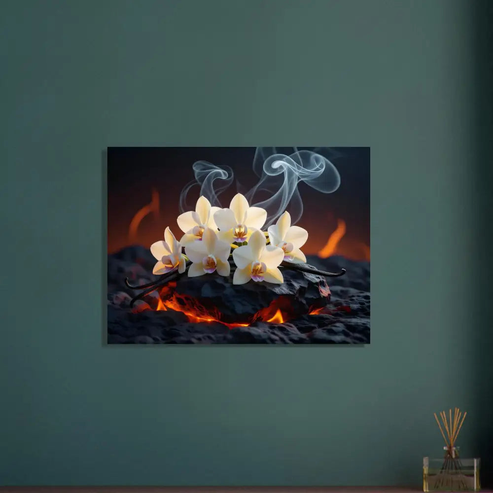 Floral art print framed poster Volcanic Vanilla PixiOnyx Nature Fusion display